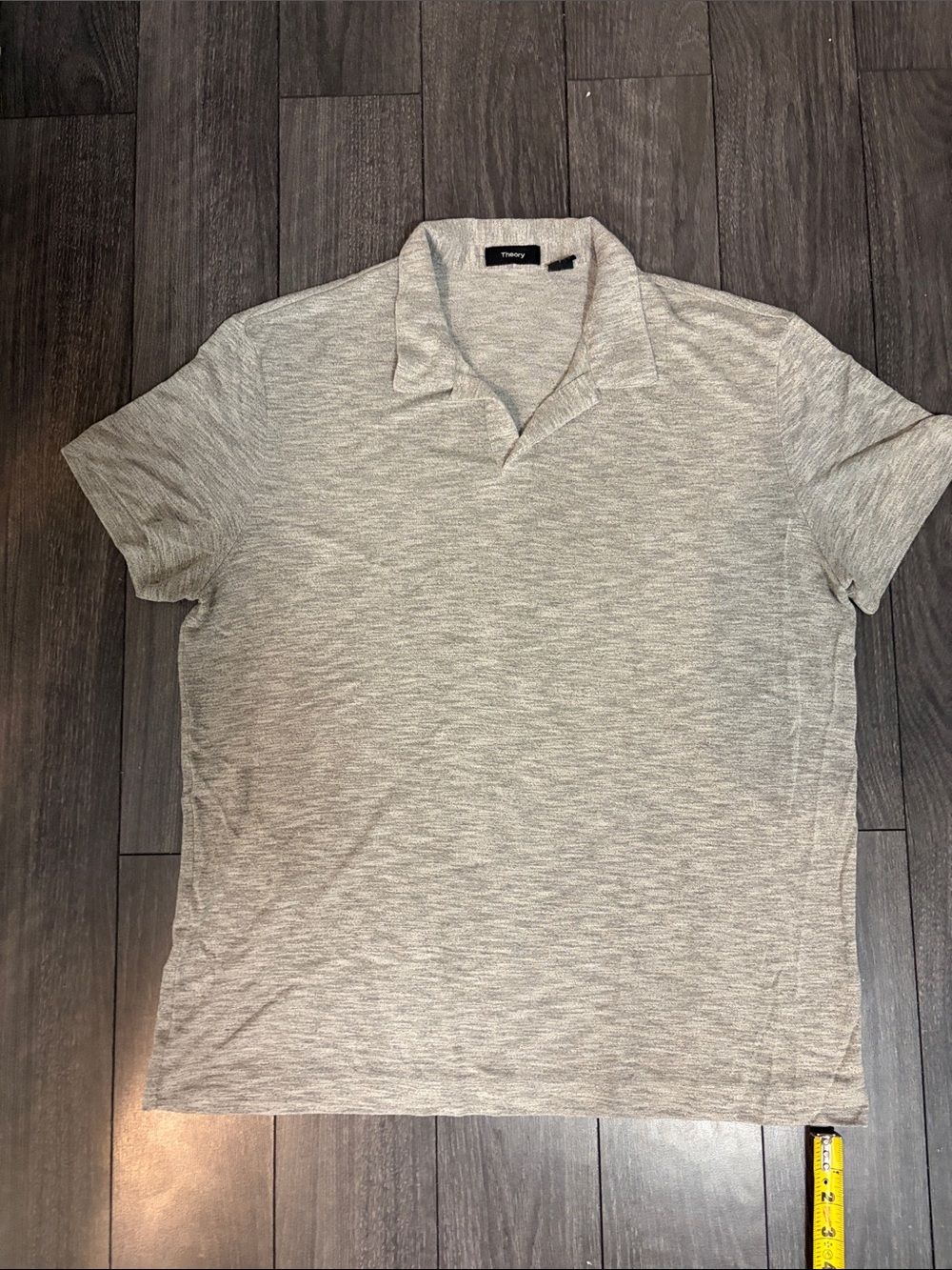Theory Men's Light Heather Gray Short-Sleeve Polo XL